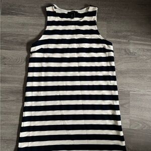 Striped navy and White Sleeveless Dress